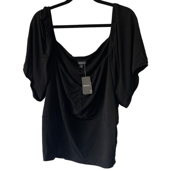 Torrid Women's Plus Size Black Studio Knit Smocked Back Crop Top - Size 5 - NWT - Picture 1 of 9